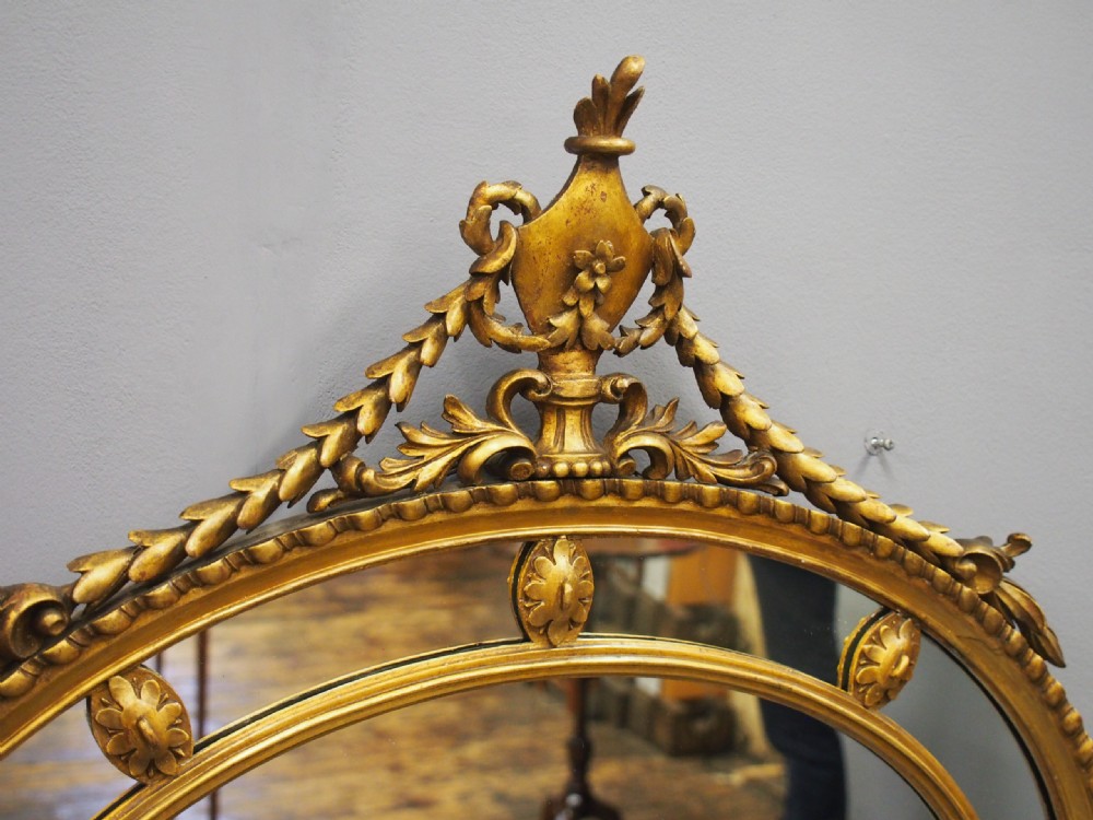 George III Style Giltwood Oval Wall Mirror View VI