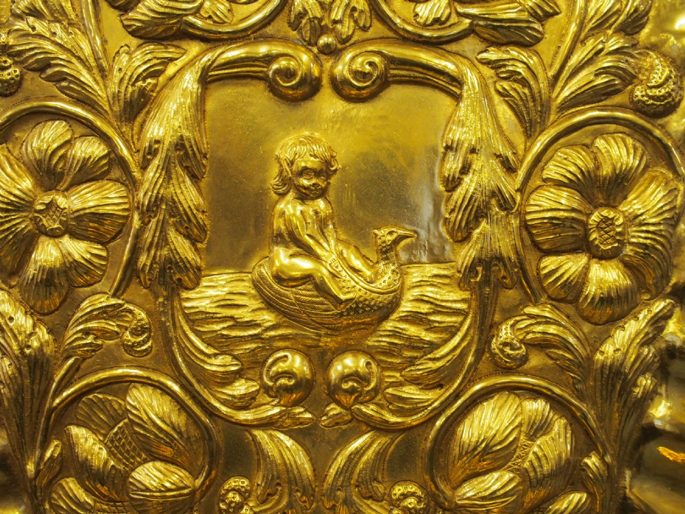 Pair of Large Embossed Brass Sconces View XI