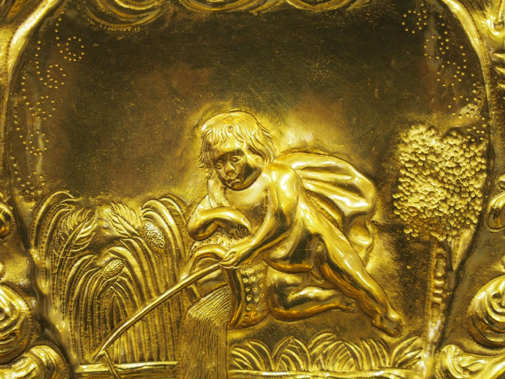 Pair of Large Embossed Brass Sconces View XII
