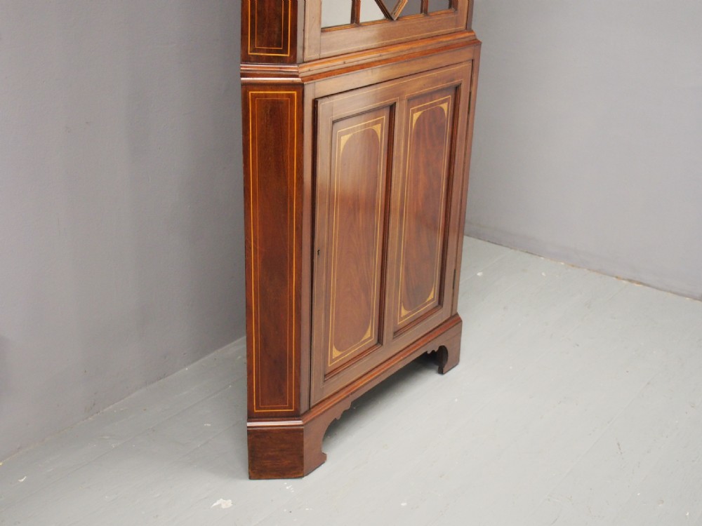 Georgian Style Inlaid Mahogany Corner Cupboard View III