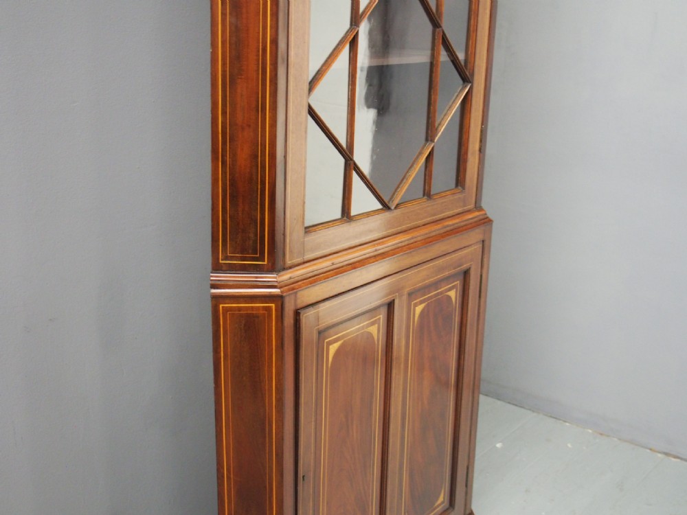 Georgian Style Inlaid Mahogany Corner Cupboard View IV