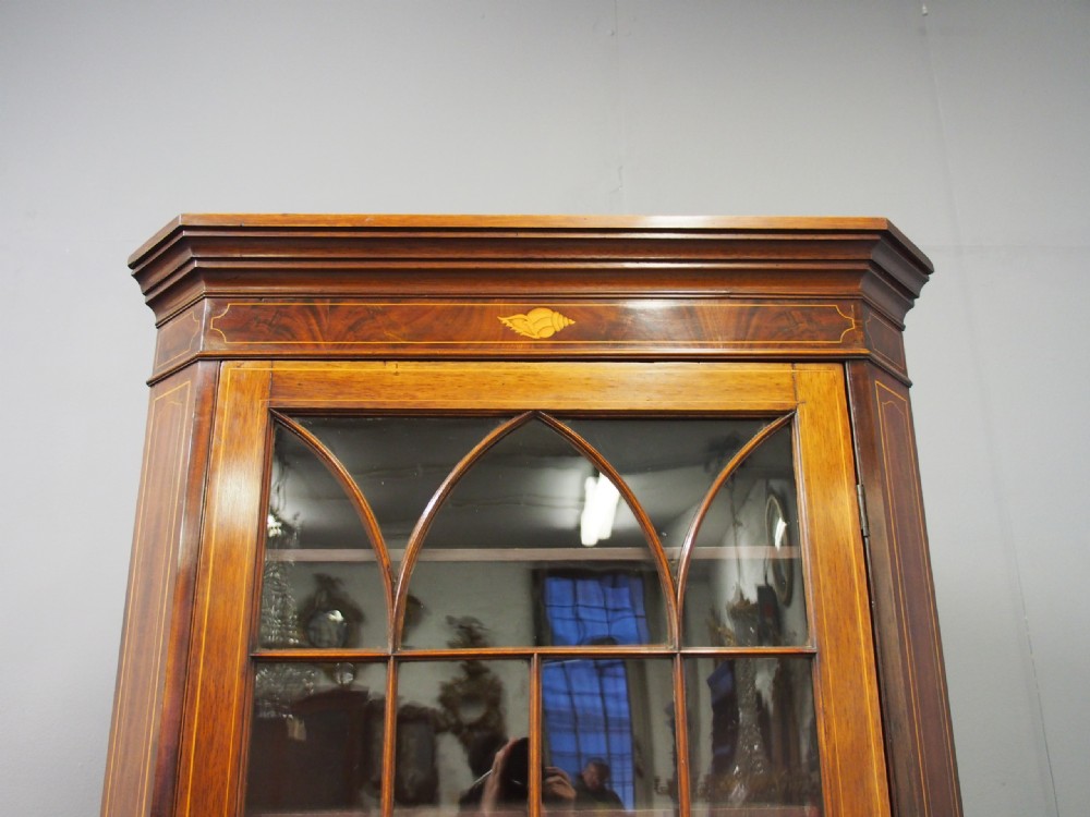 Georgian Style Inlaid Mahogany Corner Cupboard View VIII
