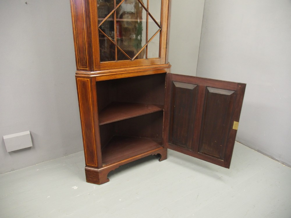 Georgian Style Inlaid Mahogany Corner Cupboard View IX