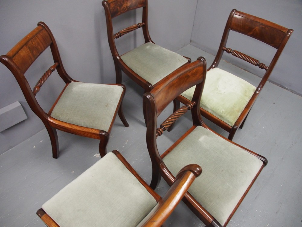 Set of 5 Regency Mahogany Dining Chairs View II