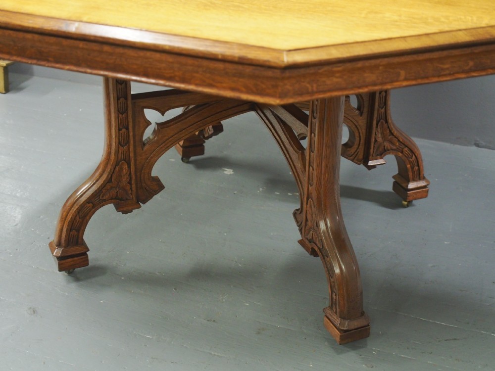 Victorian Gothic Style Oak Centre Table View VI
