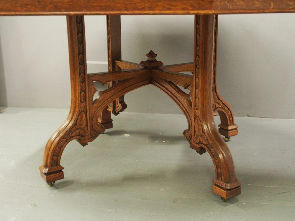 Victorian Gothic Style Oak Centre Table View VIII