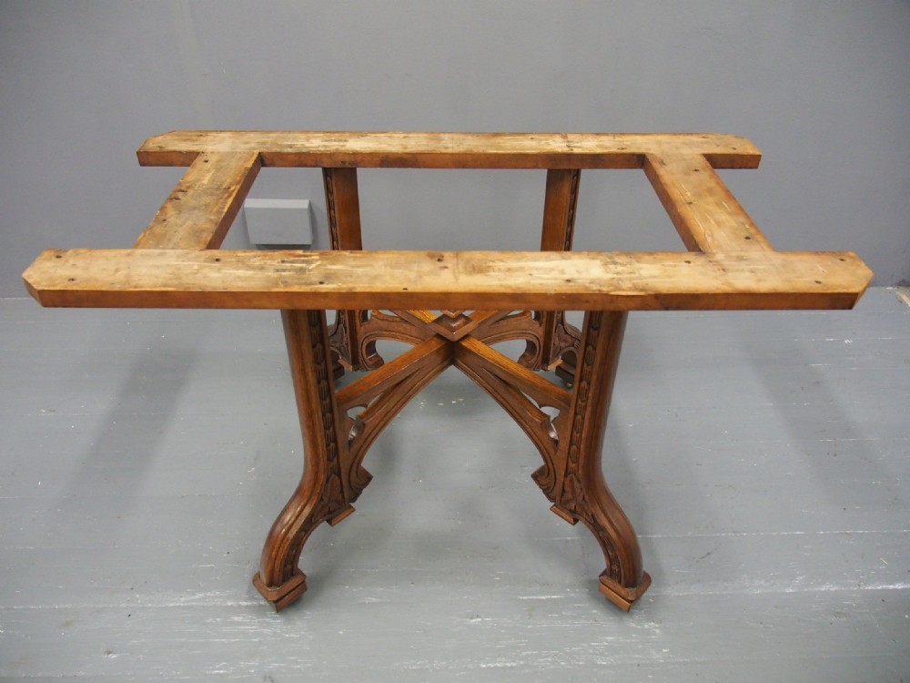Victorian Gothic Style Oak Centre Table View XIV