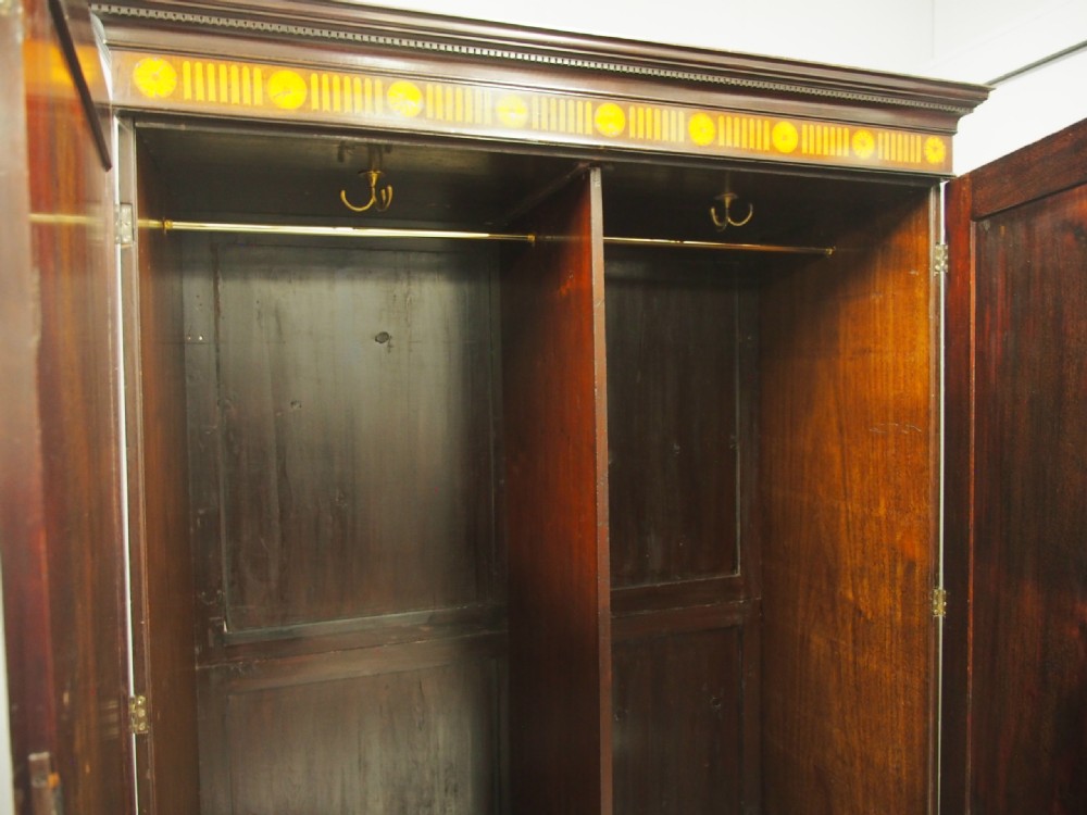 Georgian Mahogany and Inlaid Linen Press View XI