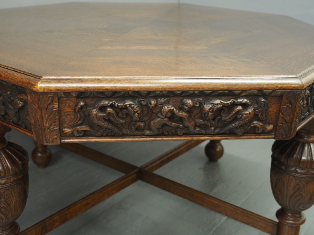 Oak Centre or Dining Table with Historic Edinburgh Woods View VIII