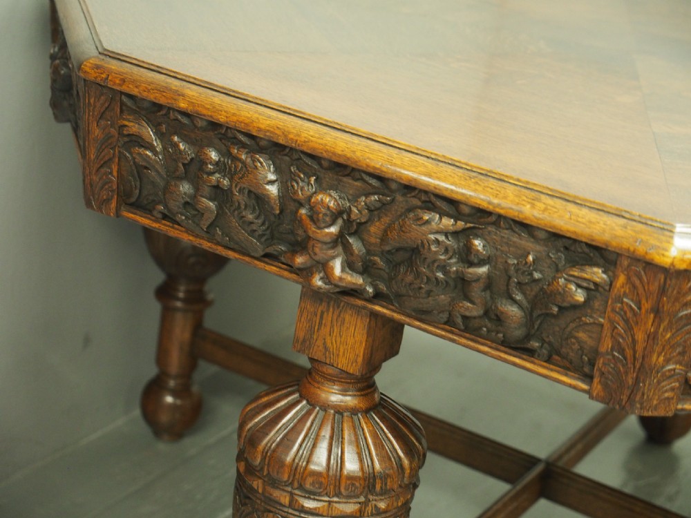 Oak Centre or Dining Table with Historic Edinburgh Woods View IX