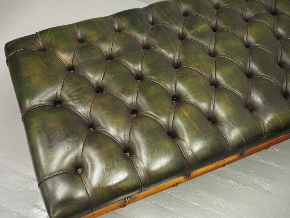 Pair of Edwardian Faux Bamboo and Green Leather Stools View V