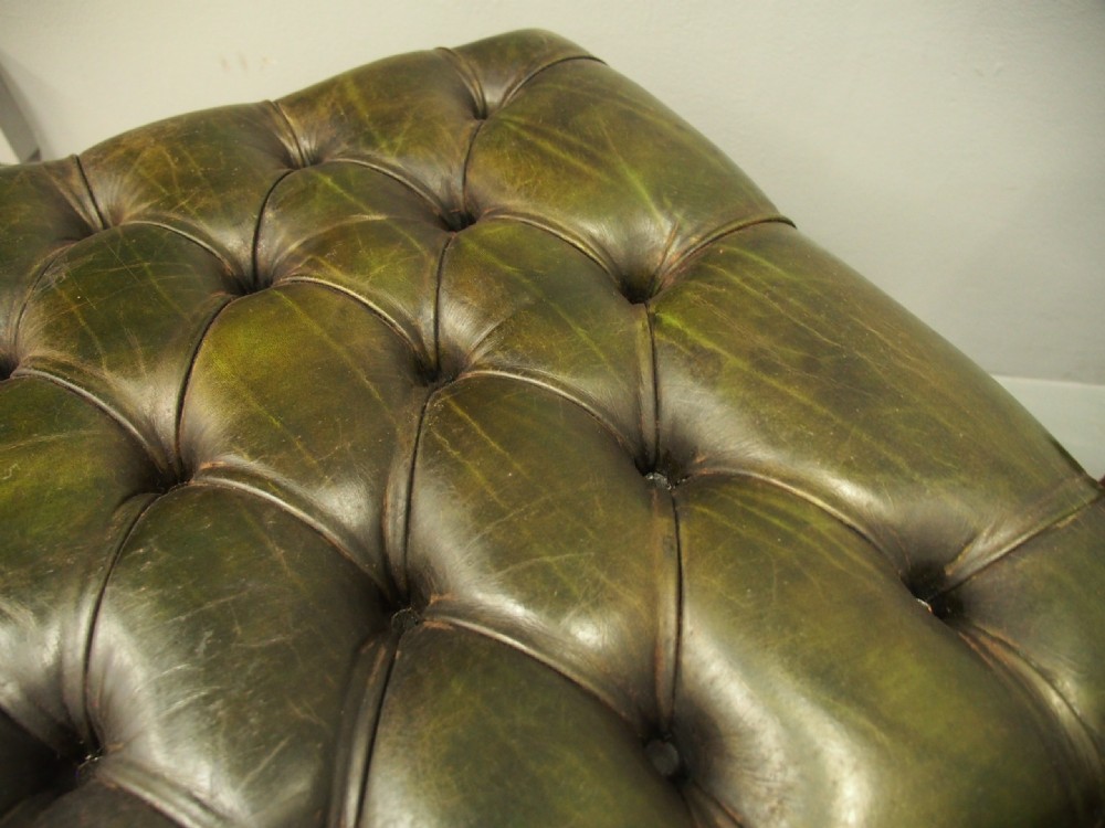 Pair of Edwardian Faux Bamboo and Green Leather Stools View XII