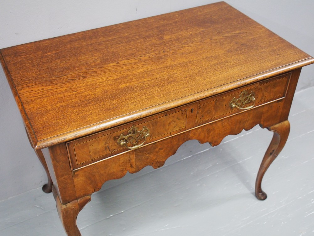 George II Oak and Walnut Lowboy View IV
