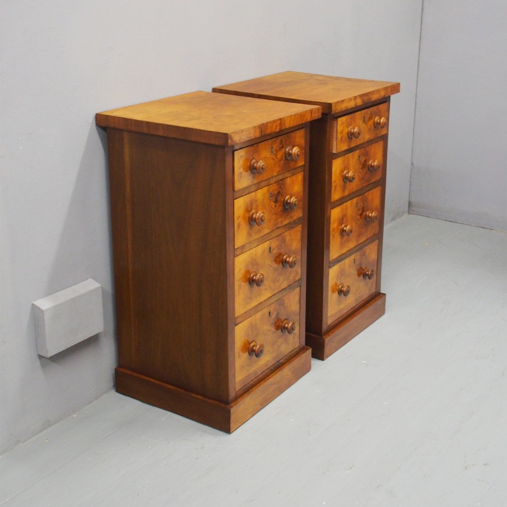 Pair of Victorian Walnut Bedsides