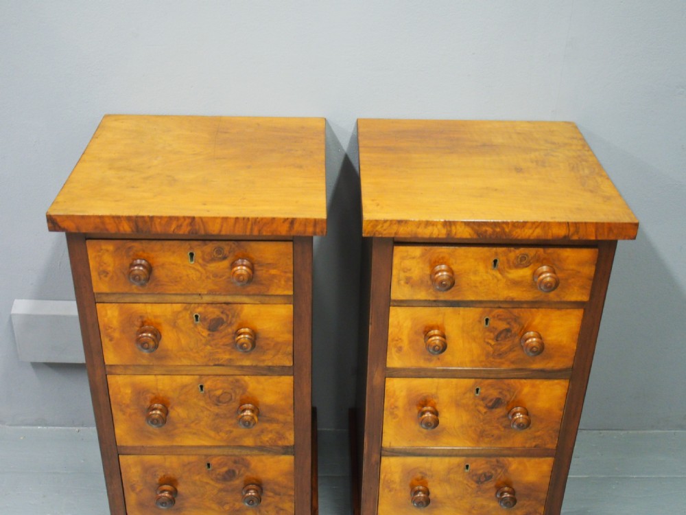 Pair of Victorian Walnut Bedsides View III