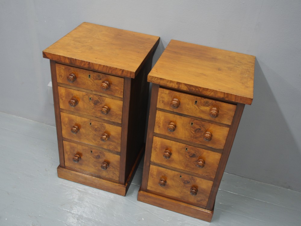 Pair of Victorian Walnut Bedsides View VII