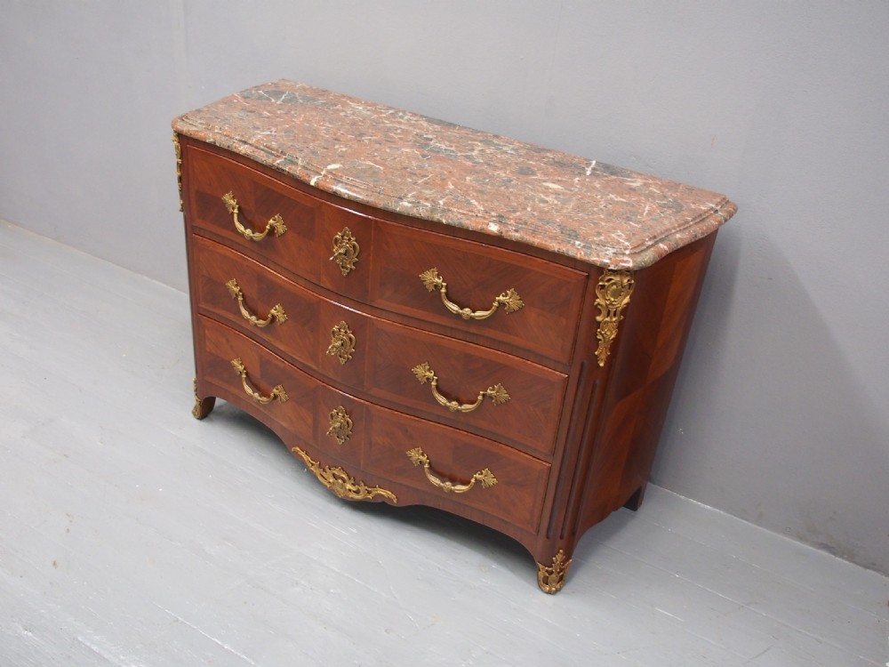 Louis XV Style Walnut Commode with Marble Top View VII