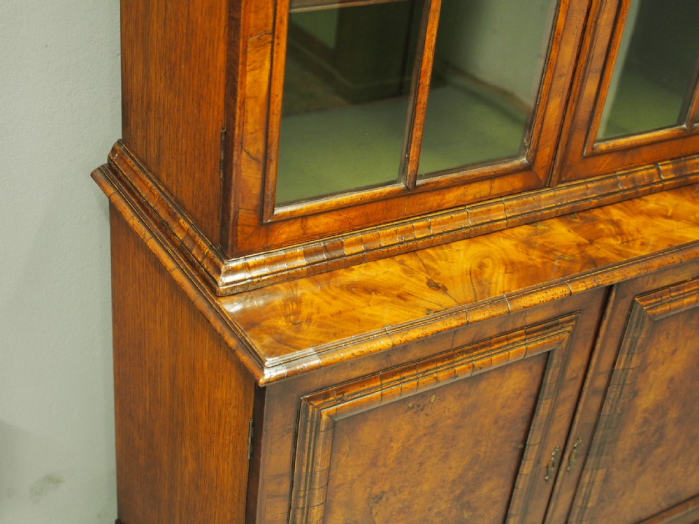 Georgian Style Walnut Cabinet Bookcase View X