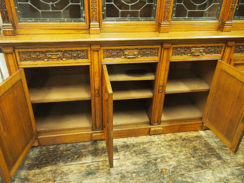 Oak 5 Door Cabinet Bookcase with British Authors Names View VII