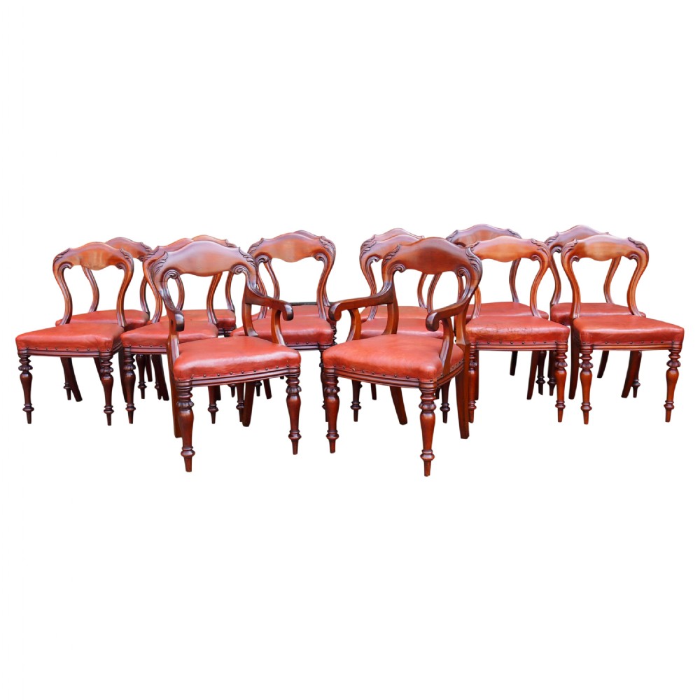 Set of 14 Scottish Mahogany Dining Chairs
