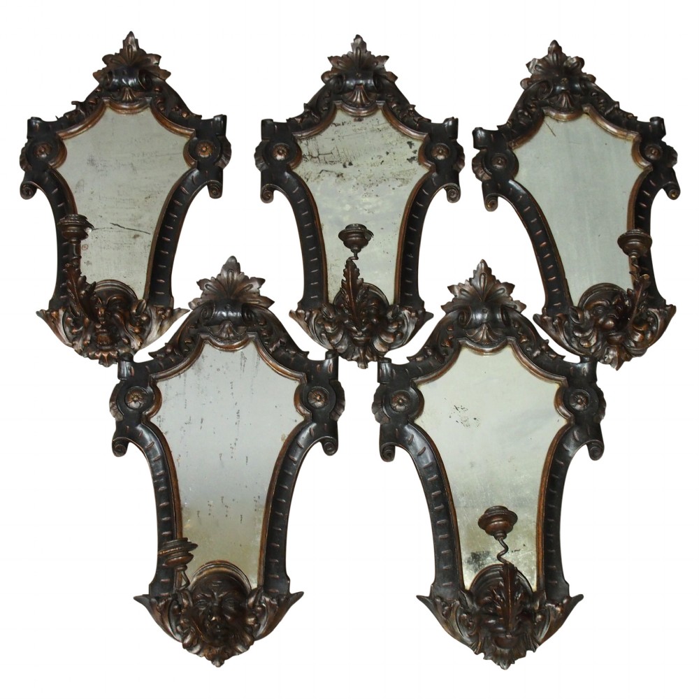 Set of Baroque Style Softwood Girandoles