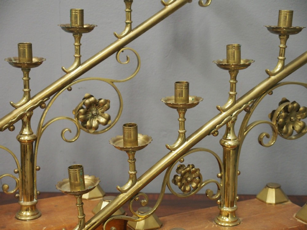 Pair of Victorian Brass 7 Light Candelabra View II