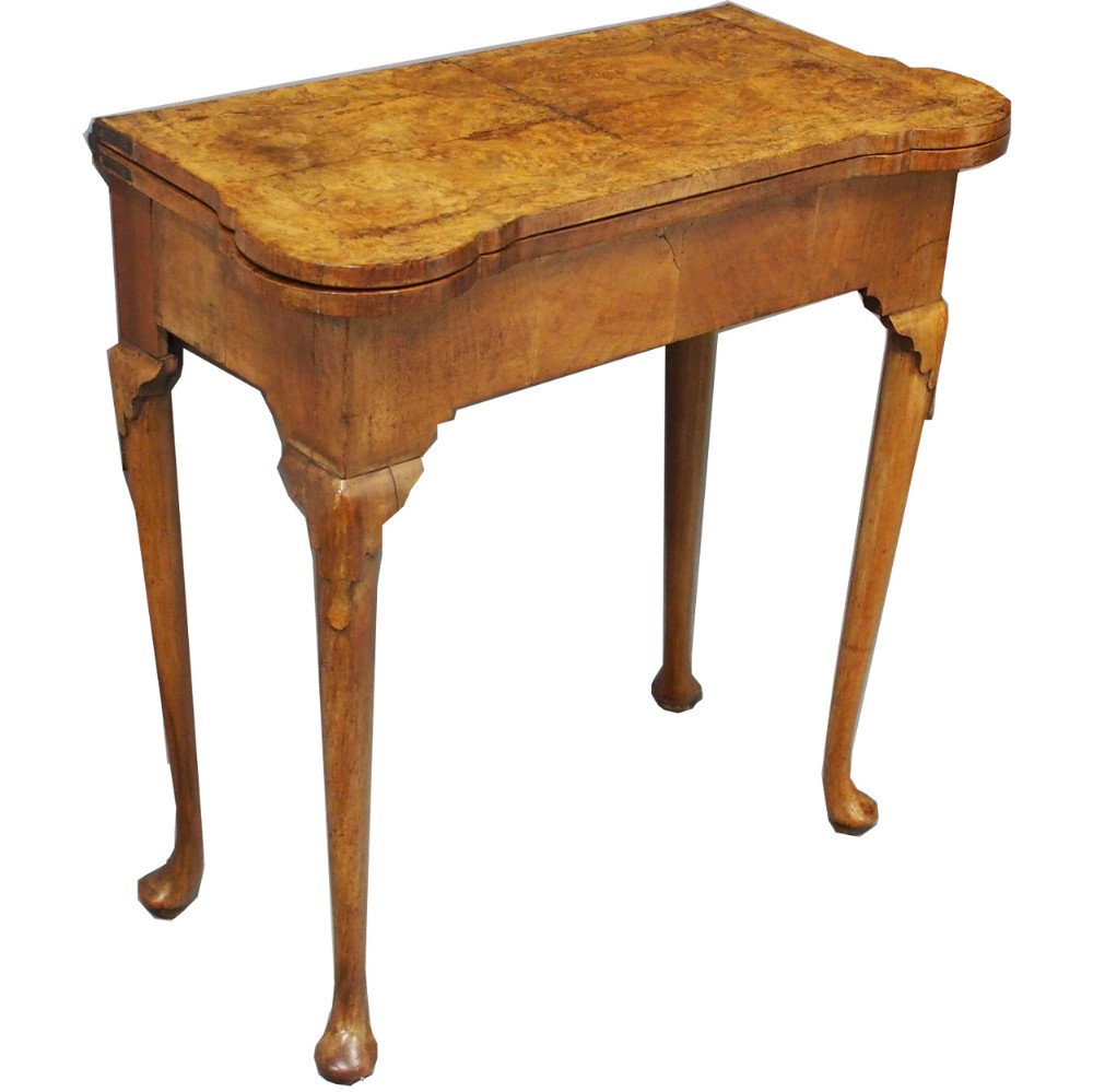 George II Walnut Foldover Games Table