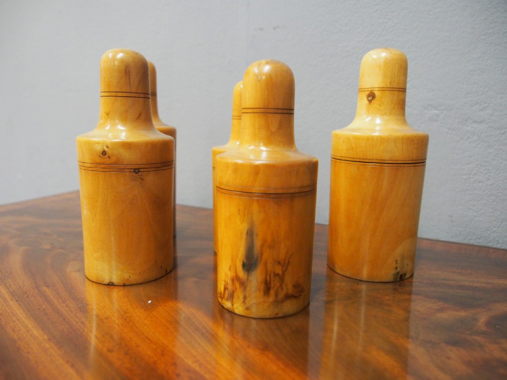 Set of 6 Victorian Boxwood Apothecary Canisters View IX