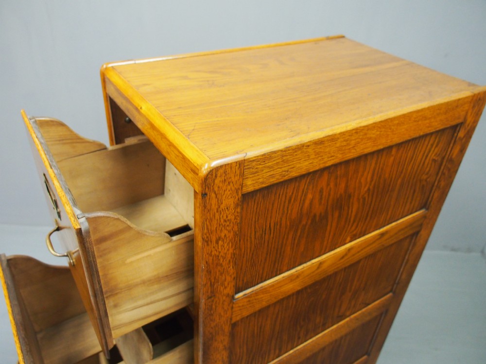 Large Oak 4 Drawer Filing Cabinet View VI