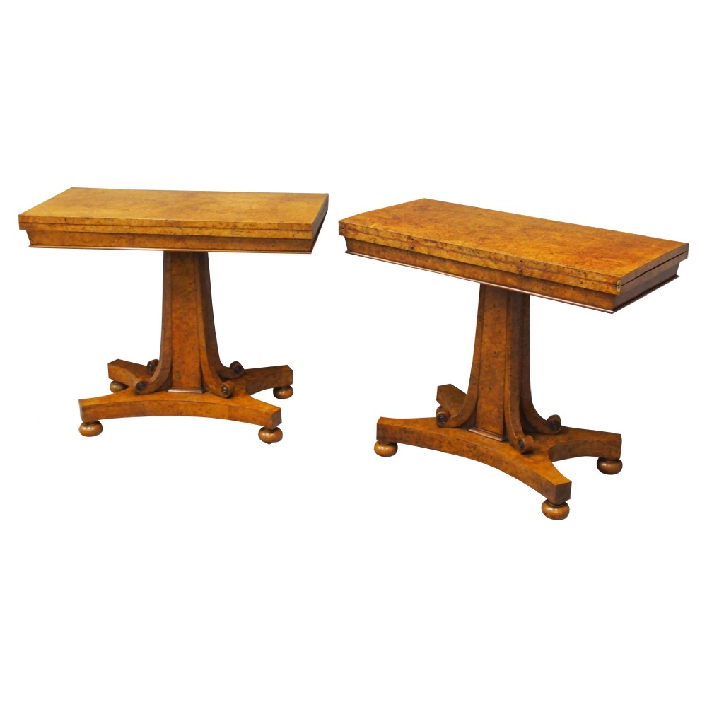 Pair of Scottish George IV Burr Elm Card Tables