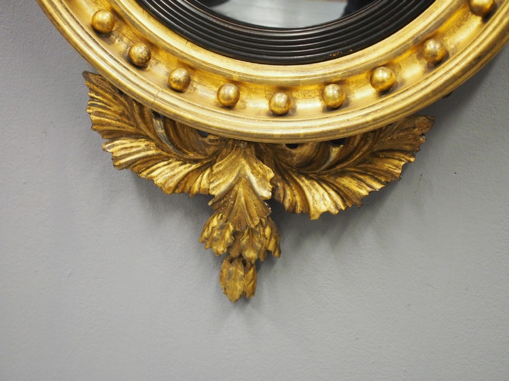 Regency Carved and Gilded Convex Mirror View VI