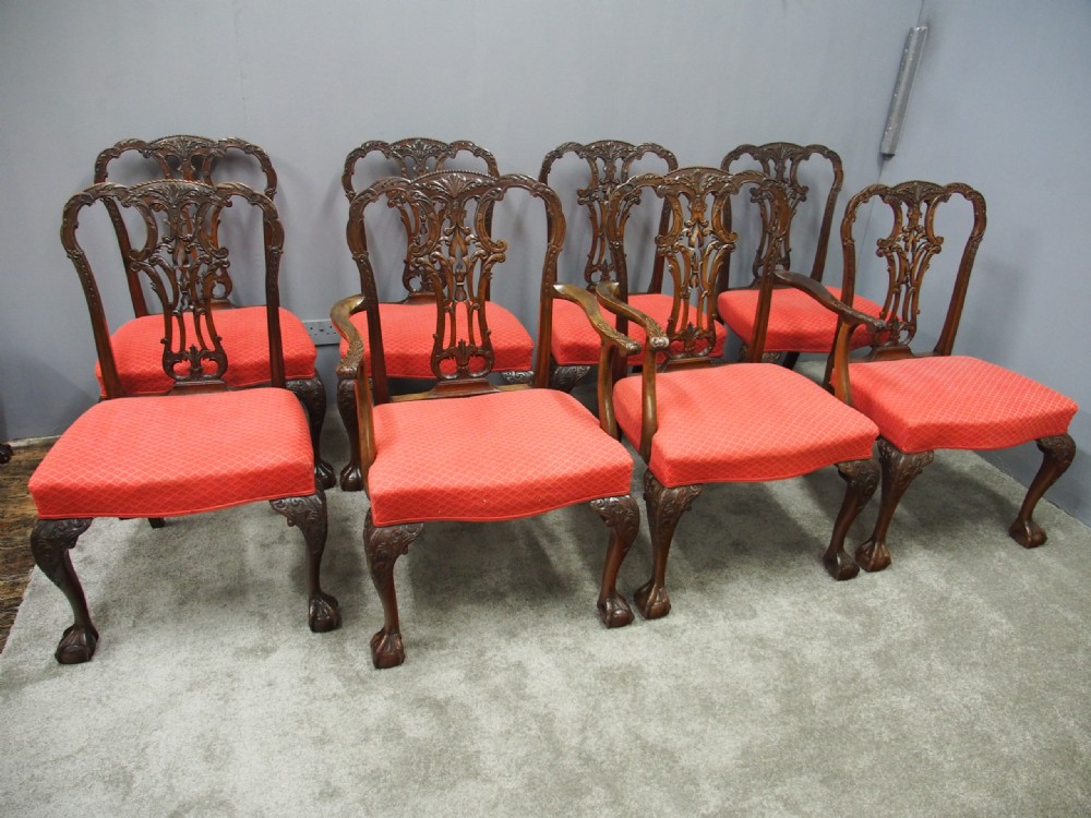 Set of 8 Chippendale Style Dining Chairs View II