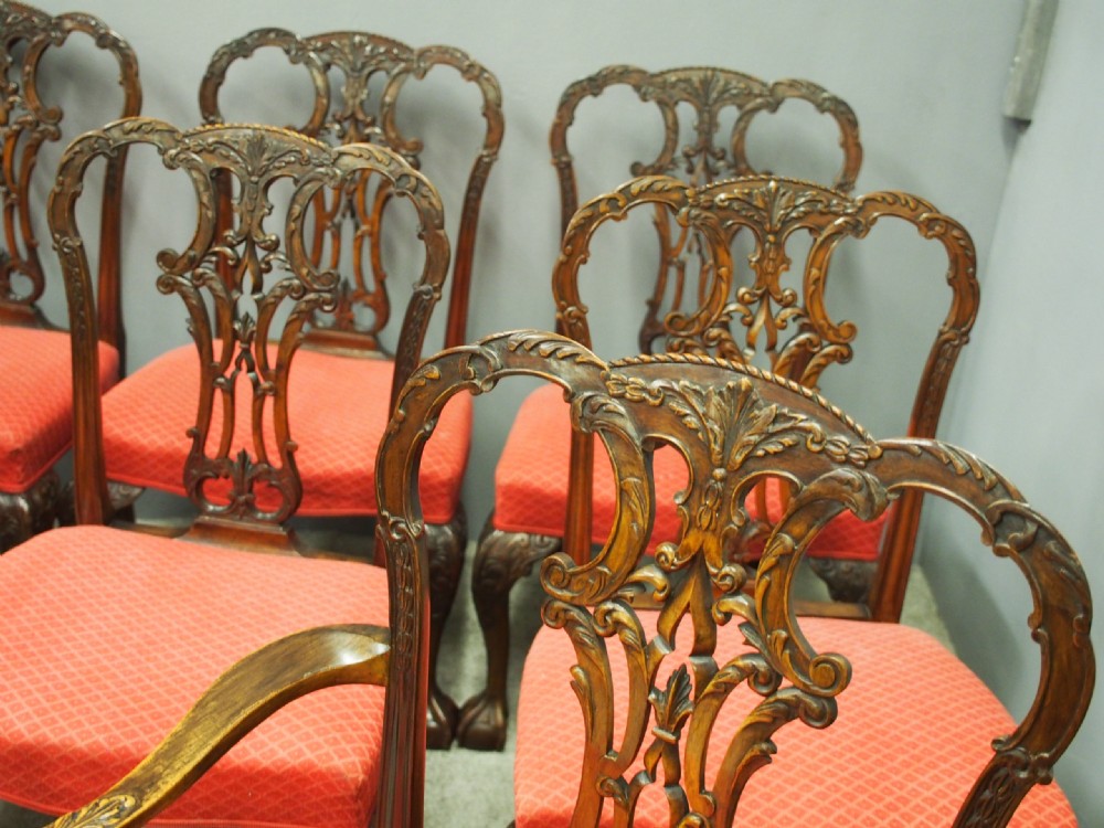 Set of 8 Chippendale Style Dining Chairs View V