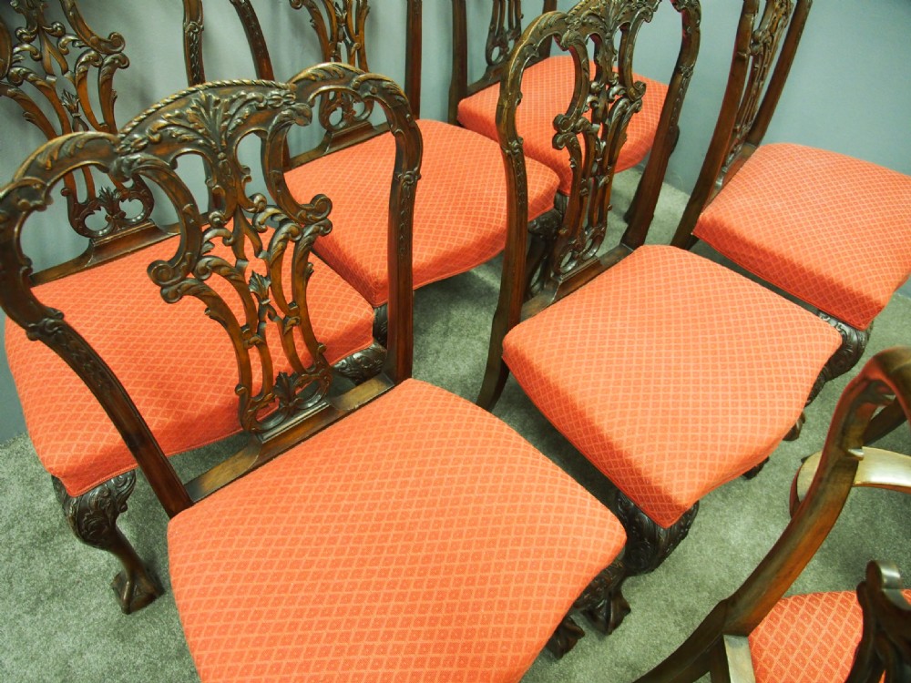 Set of 8 Chippendale Style Dining Chairs View XI