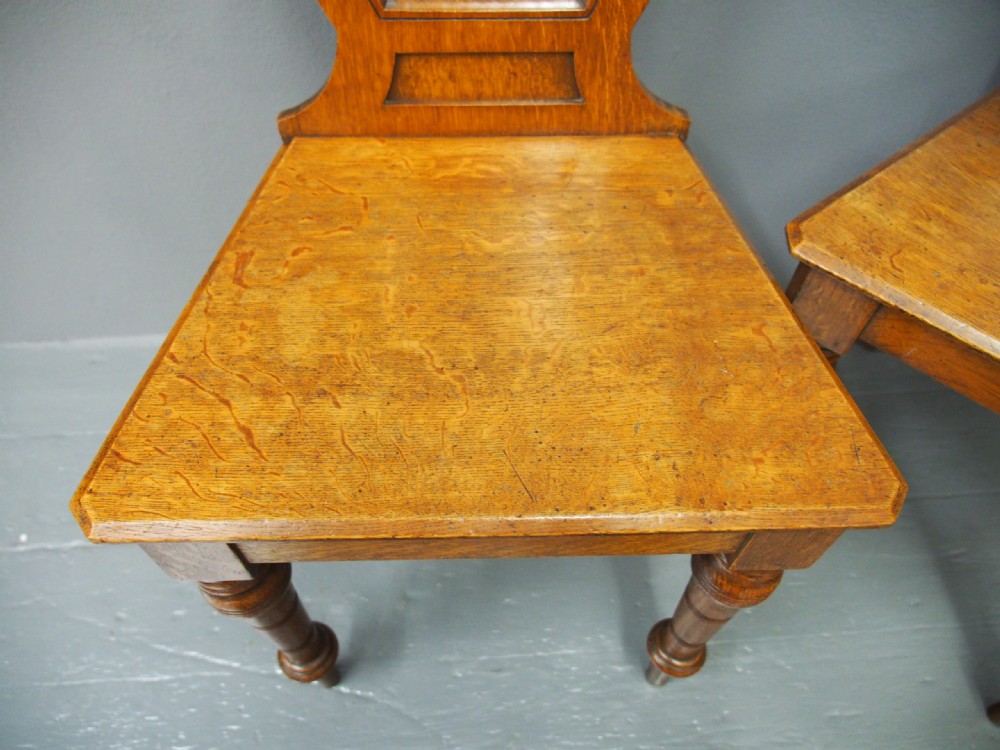 Pair of Victorian Oak Hall Chairs View VI