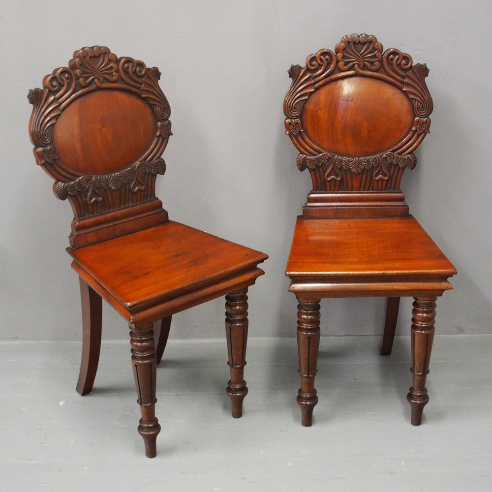 Pair of Mahogany Hall Chairs