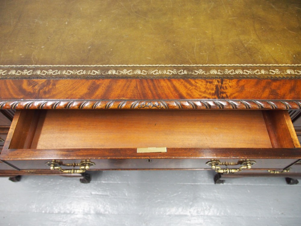 Chippendale Style Mahogany Kneehole Desk View XII