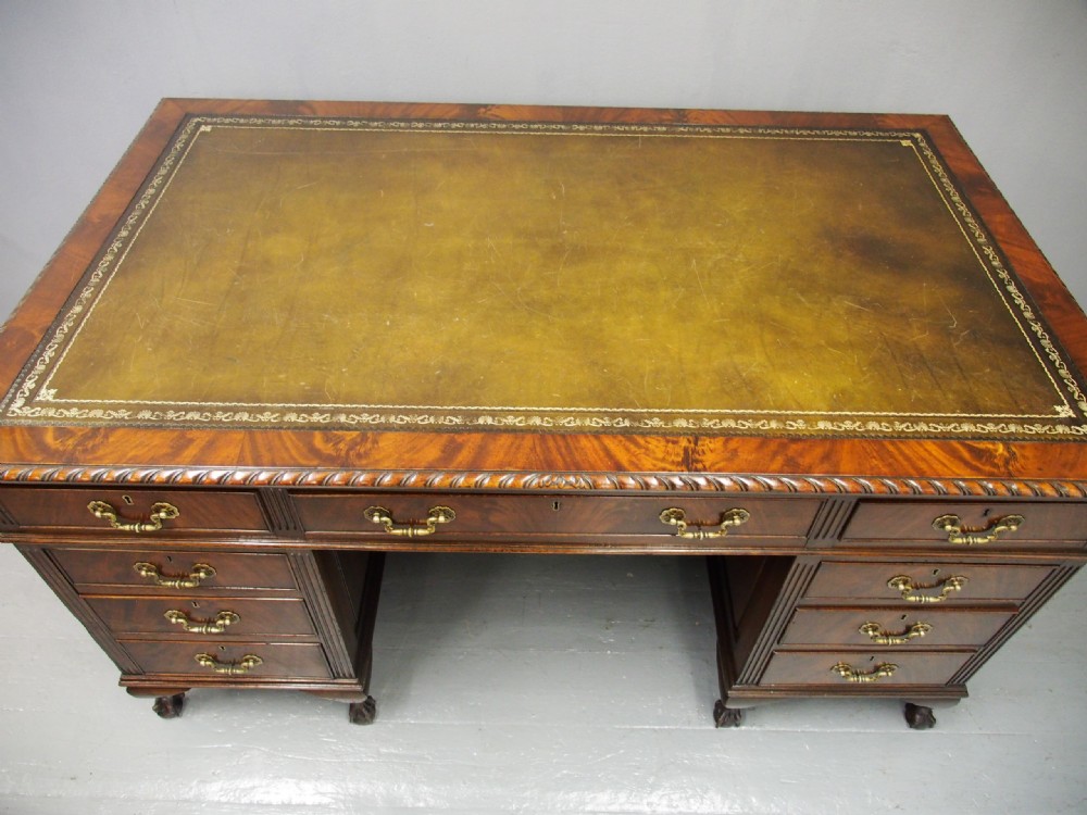 Chippendale Style Mahogany Kneehole Desk View XIV