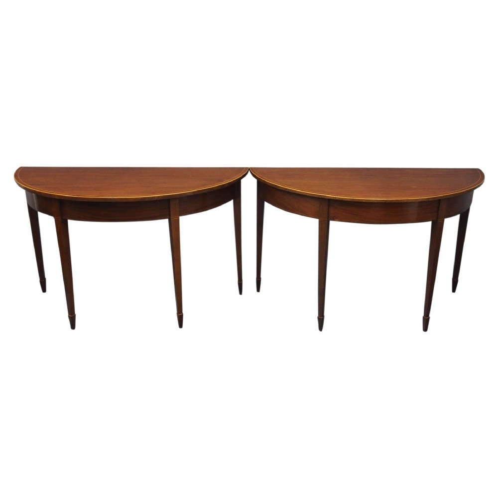Pair of George III Inlaid Mahogany Side Tables