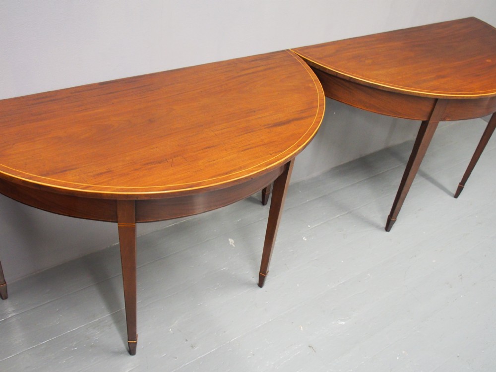 Pair of George III Inlaid Mahogany Side Tables View VII