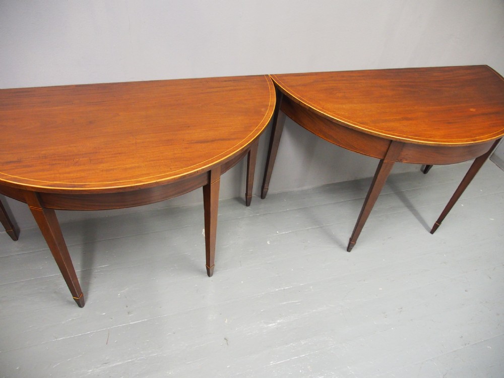 Pair of George III Inlaid Mahogany Side Tables View XII