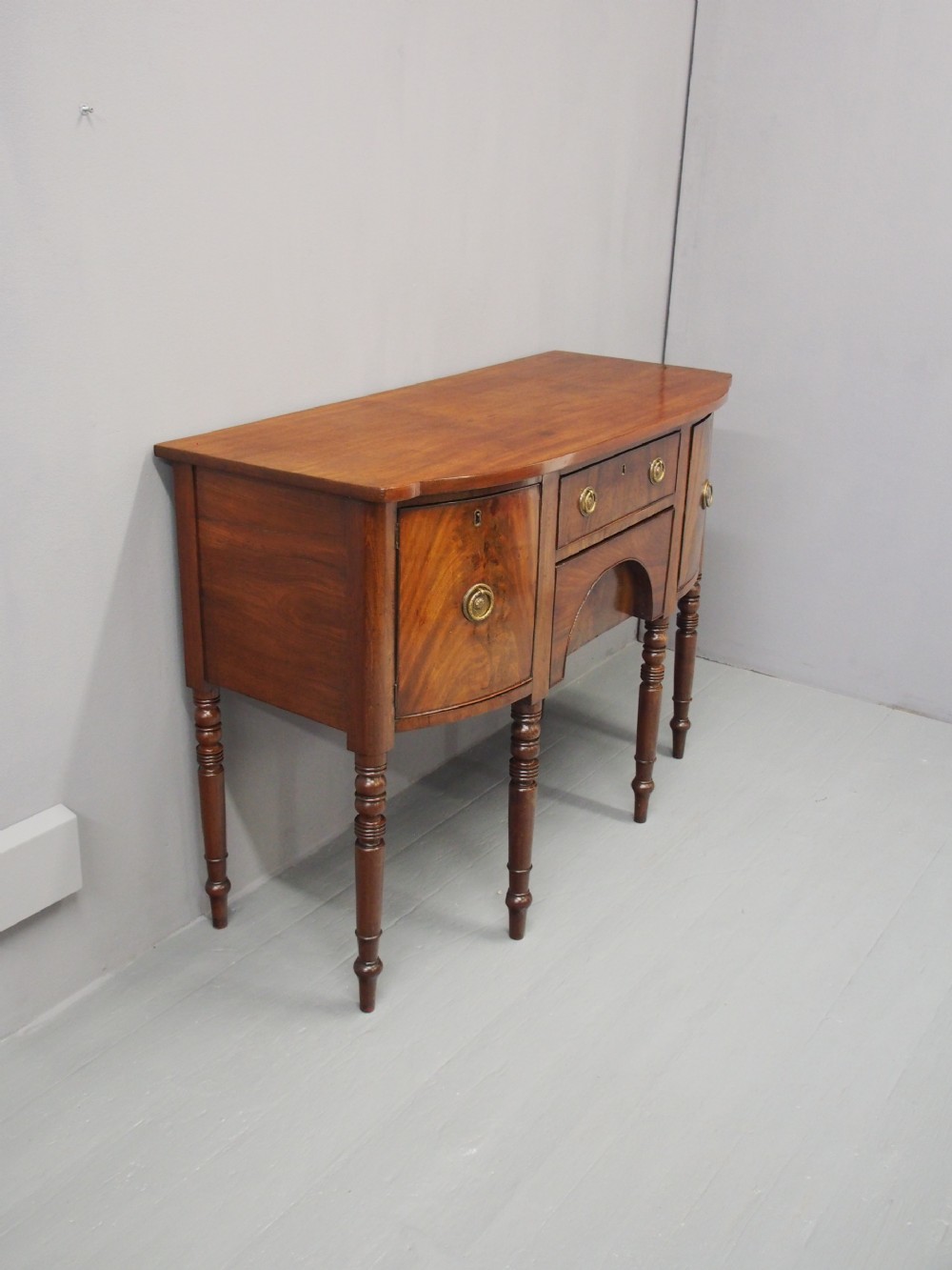 George III Mahogany Bowfront Sideboard View VI