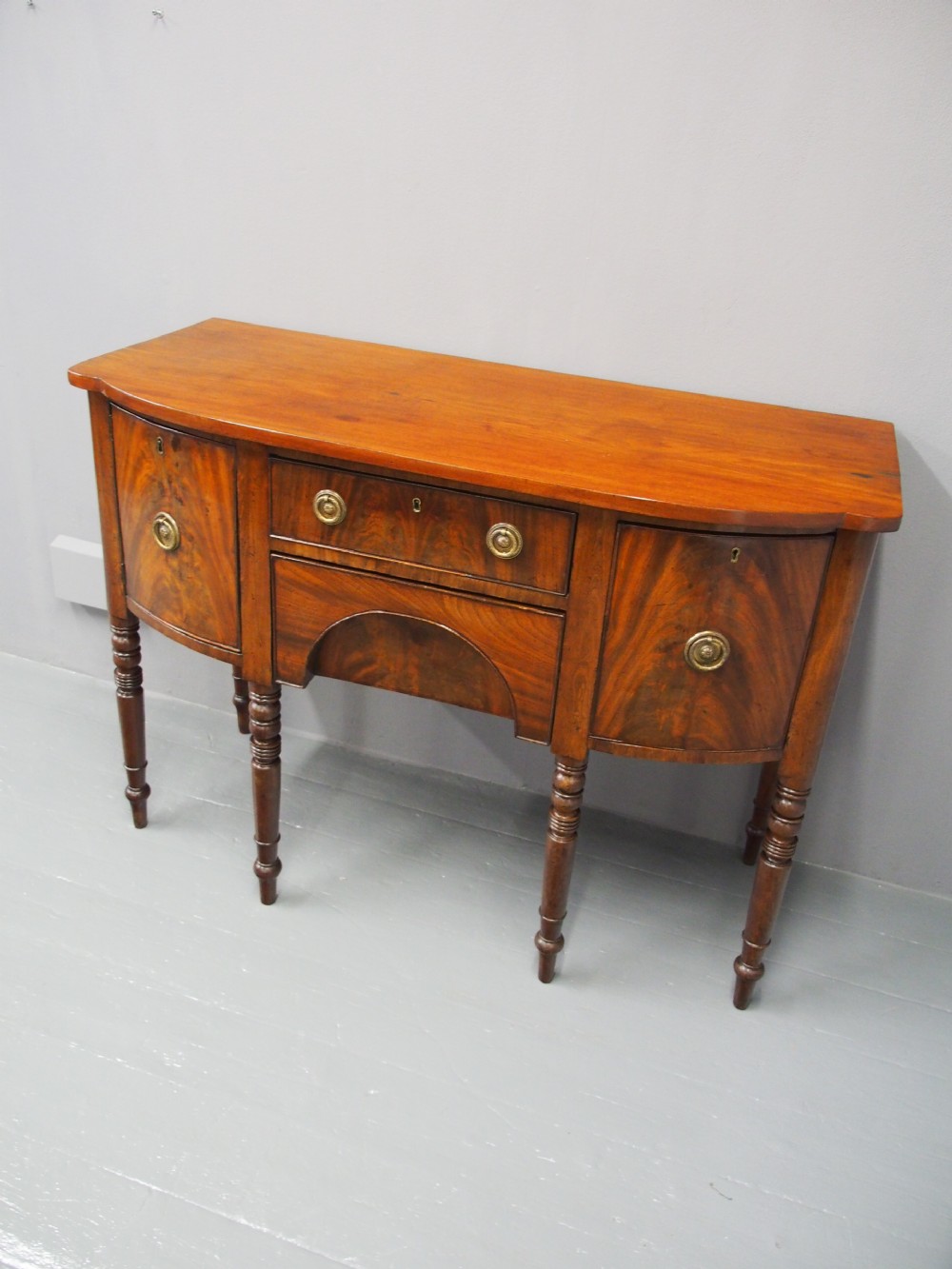 George III Mahogany Bowfront Sideboard View VII