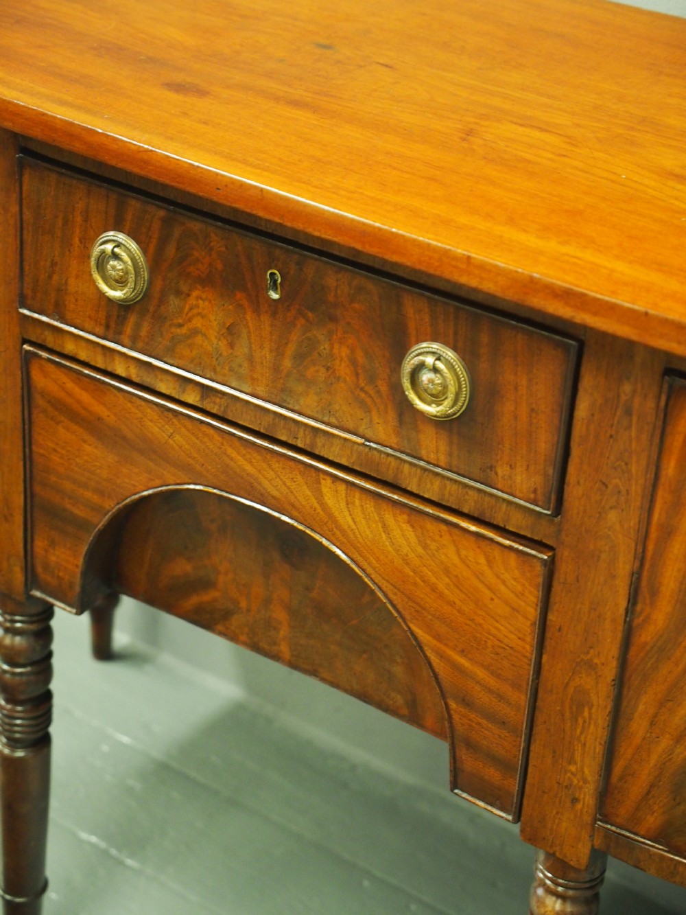 George III Mahogany Bowfront Sideboard View IX