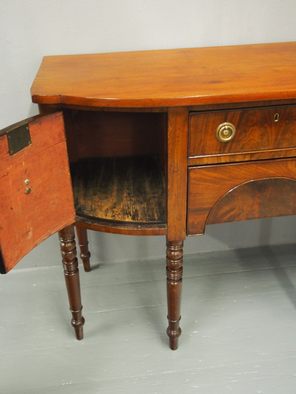 George III Mahogany Bowfront Sideboard View XII