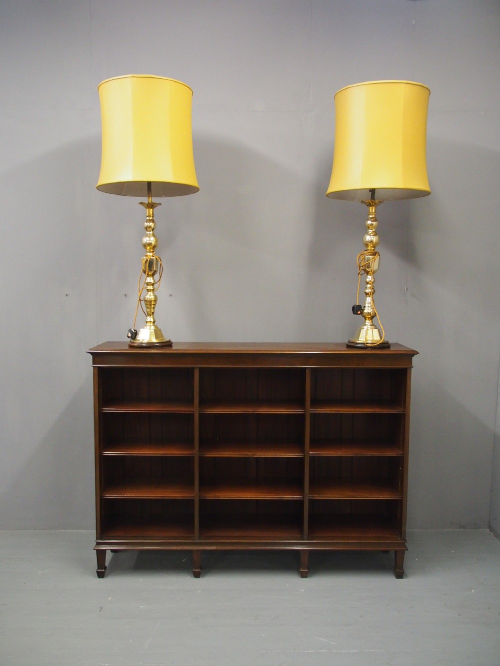Matched Pair of Large Brass Lamps View II