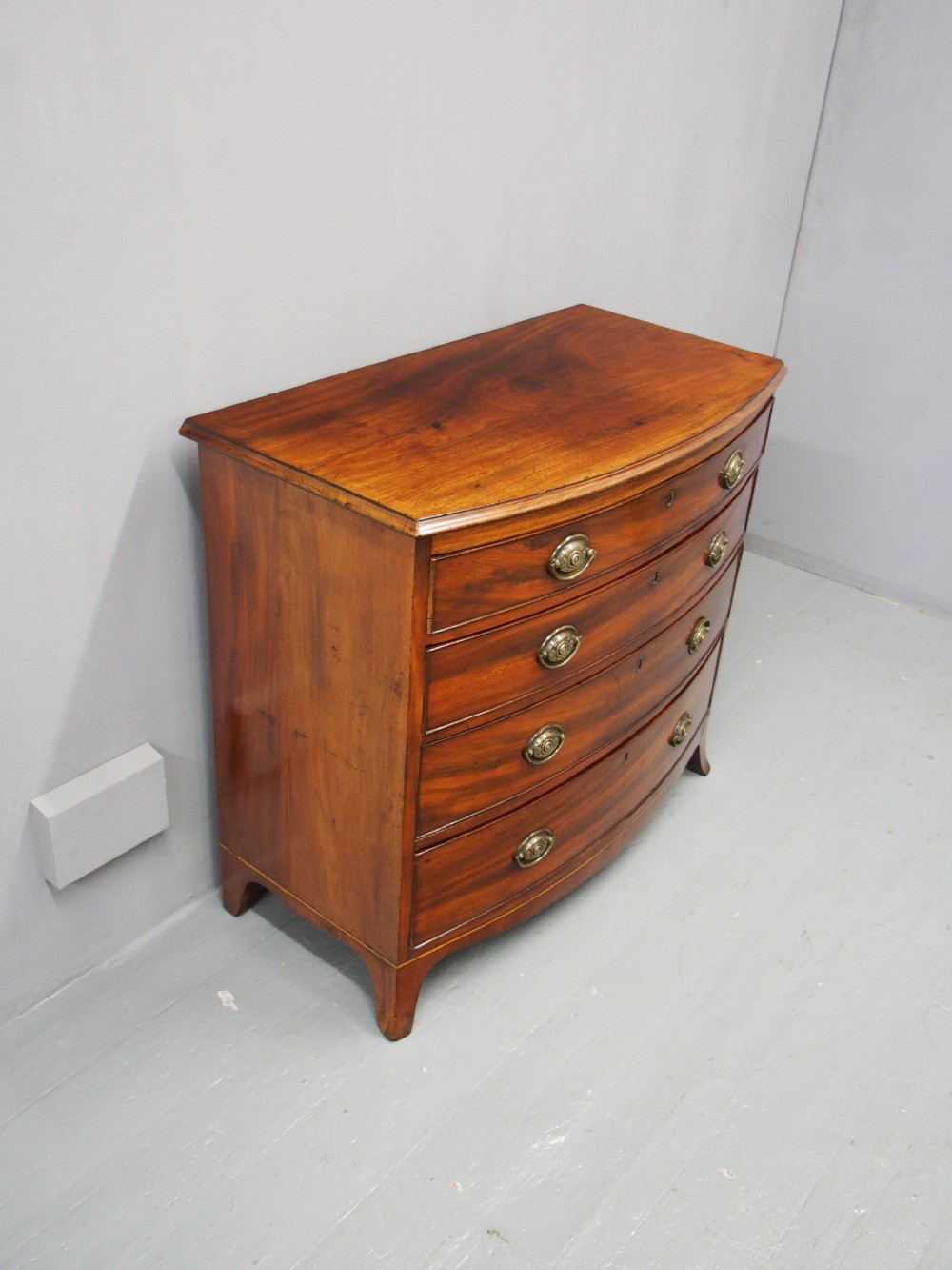 Sheraton Style Bowfront Mahogany Chest of Drawers View V