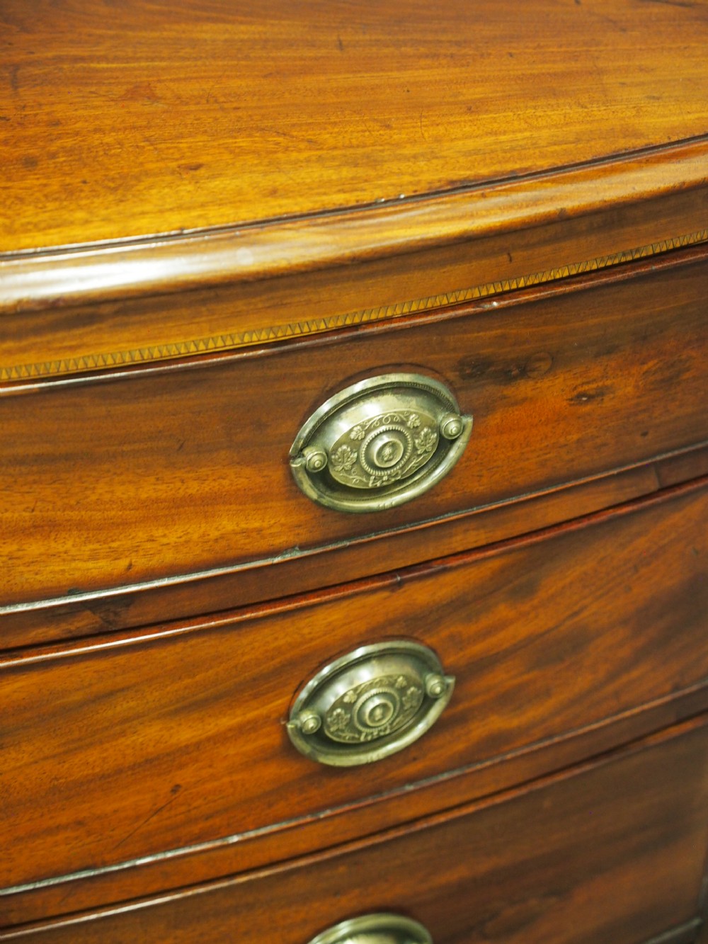 Sheraton Style Bowfront Mahogany Chest of Drawers View VII