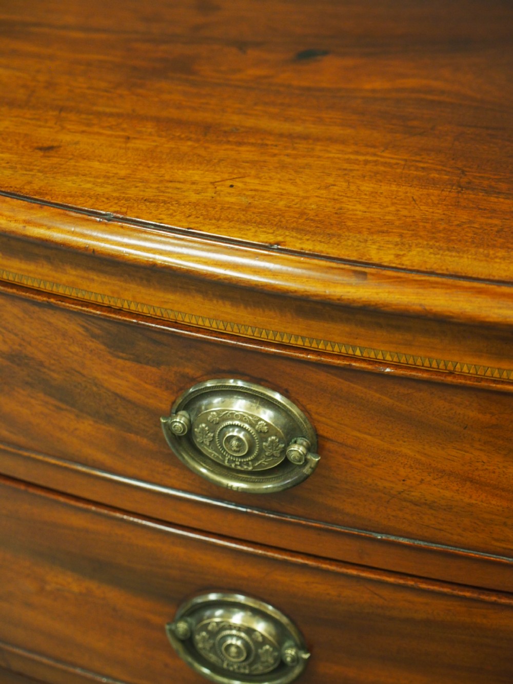 Sheraton Style Bowfront Mahogany Chest of Drawers View X