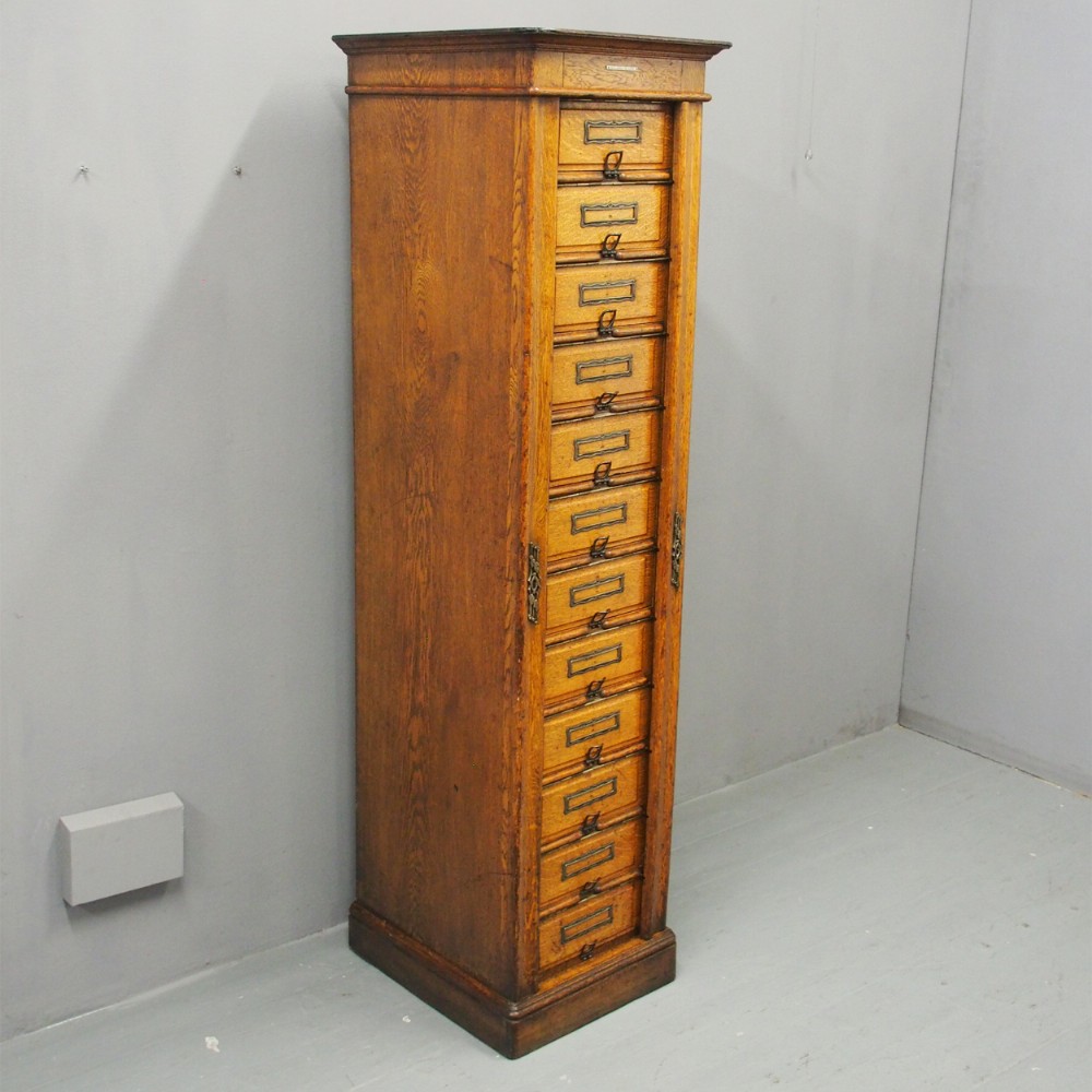 Tall Oak Filing Cabinet by Campbell & Son, Glasgow